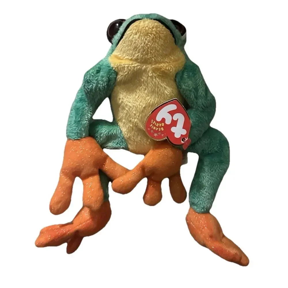 Ty Beanie Baby Panama Frog Plush 2001 Green With Hang Tag